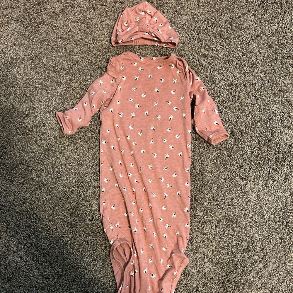 Knitted gown with matching hat